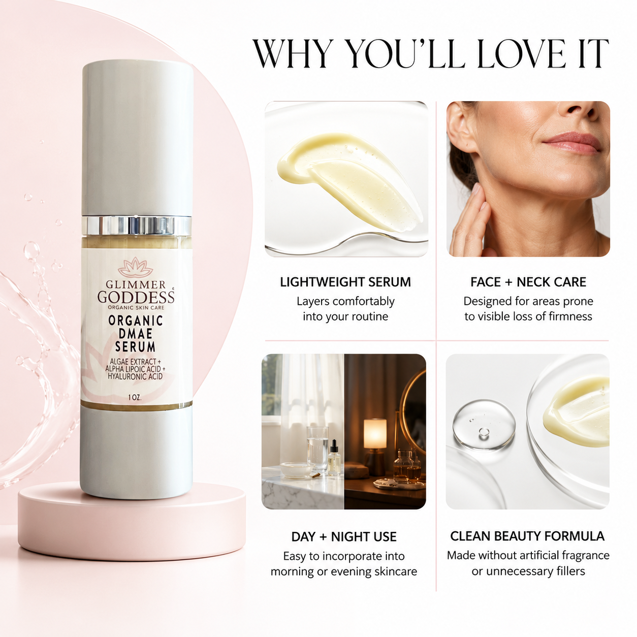 Organic DMAE Firming Serum – Natural Facelift Treatment