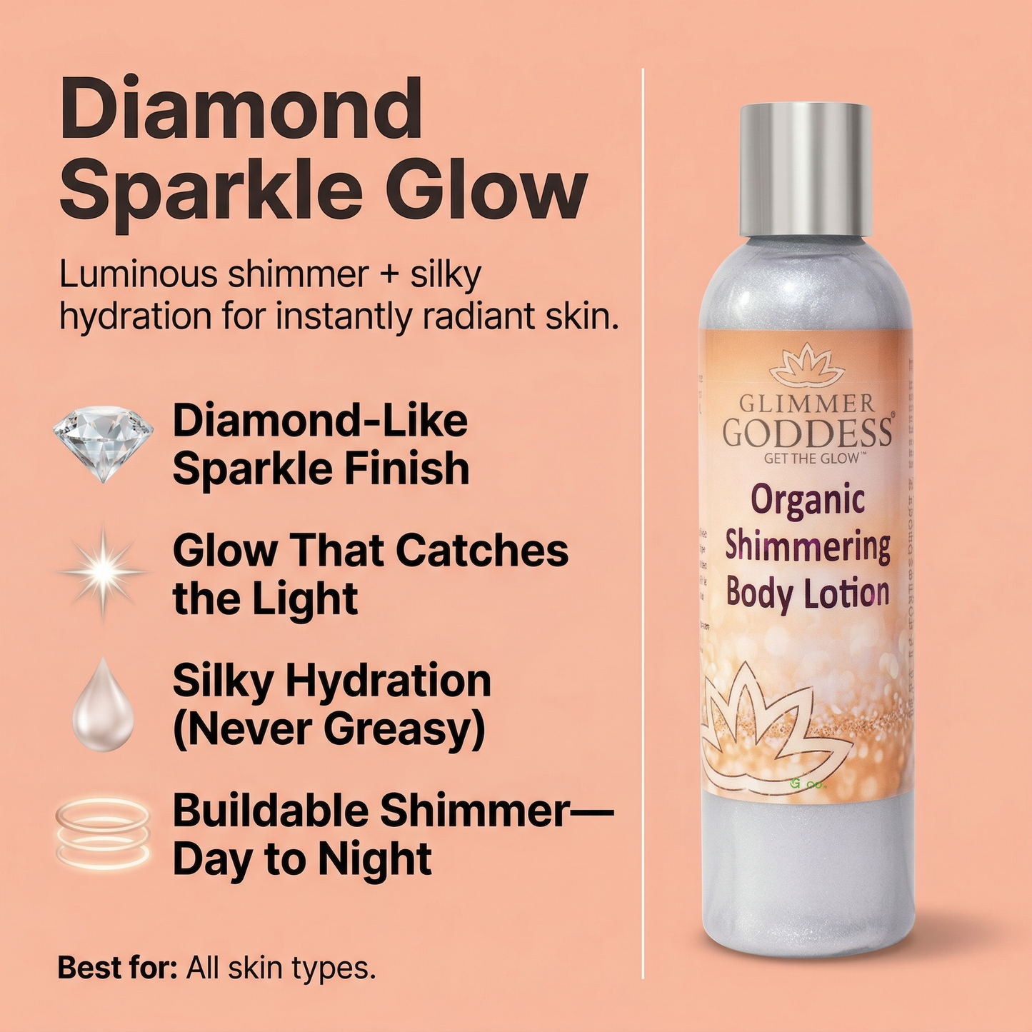 Organic Diamond Shimmer Body Lotion – Buildable Luminous Glow